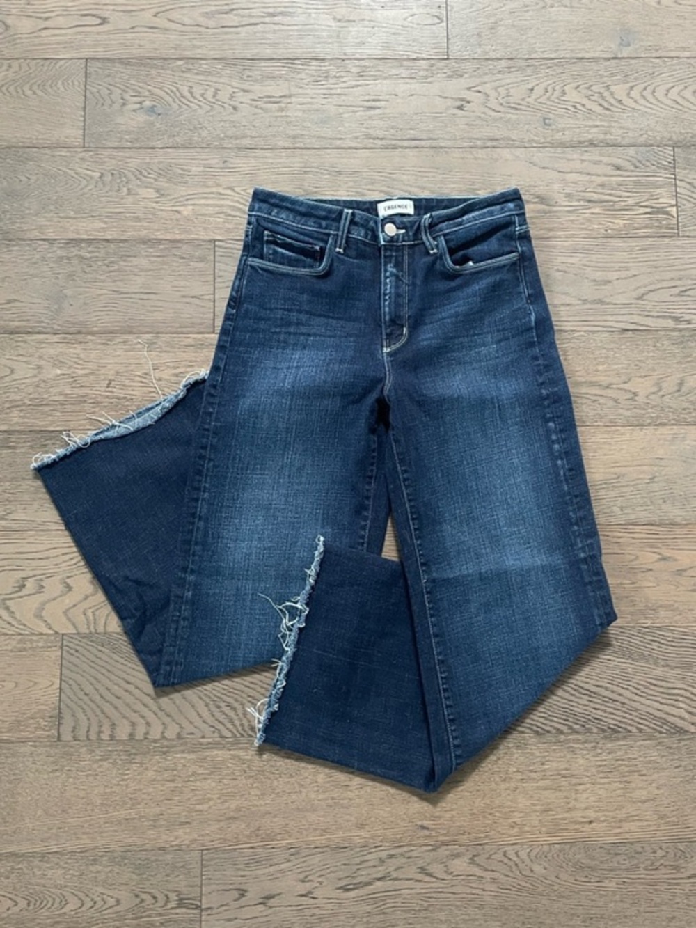 L’AGENCE Scottie Frayed Hem High Rise Wide Leg Jeans